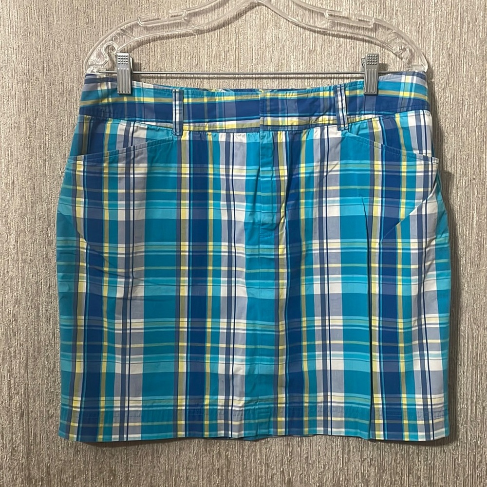 Blue plaid skirt